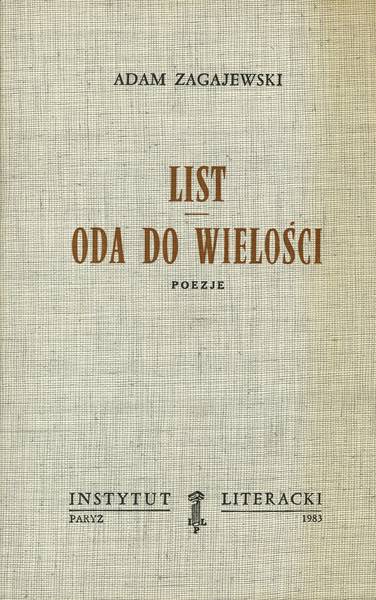 Letter. Ode to Greatness. Poems List. Oda Do Wielości. Poezje