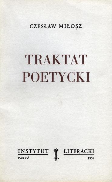 Treatise on Poetry Traktat Poetycki